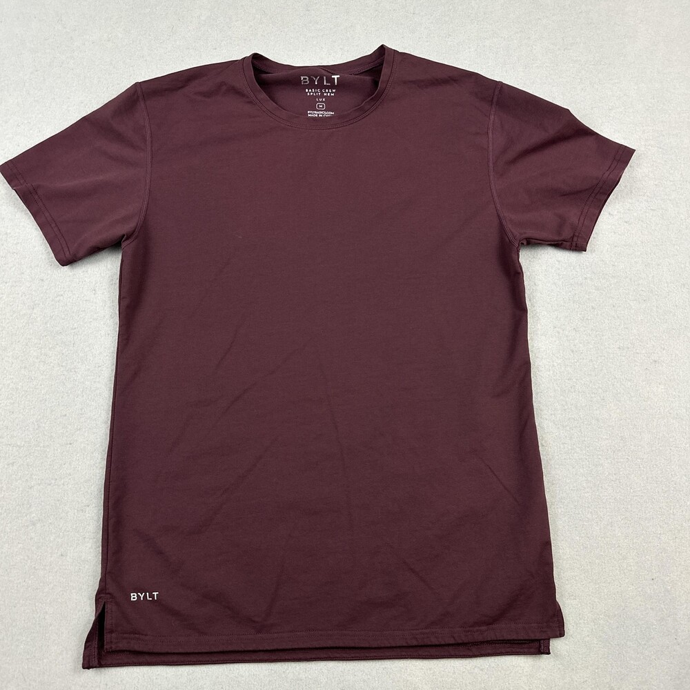 BYLT Basic Crew Split Hem Lux Shirt Men Medium Red Stretch Tee T-Shirt M